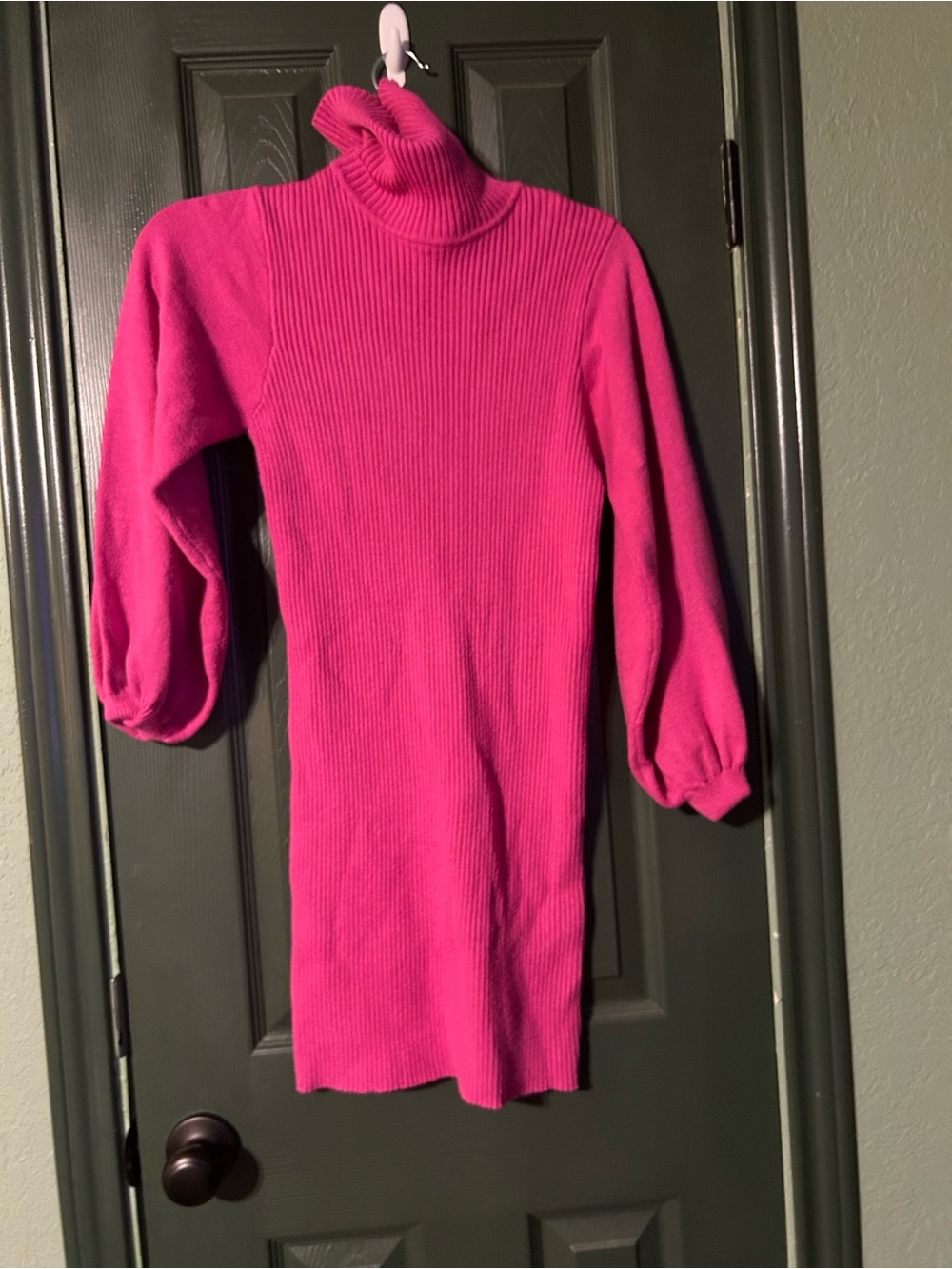 Women’s Fuchsia Knit Turtleneck Sweater Dress